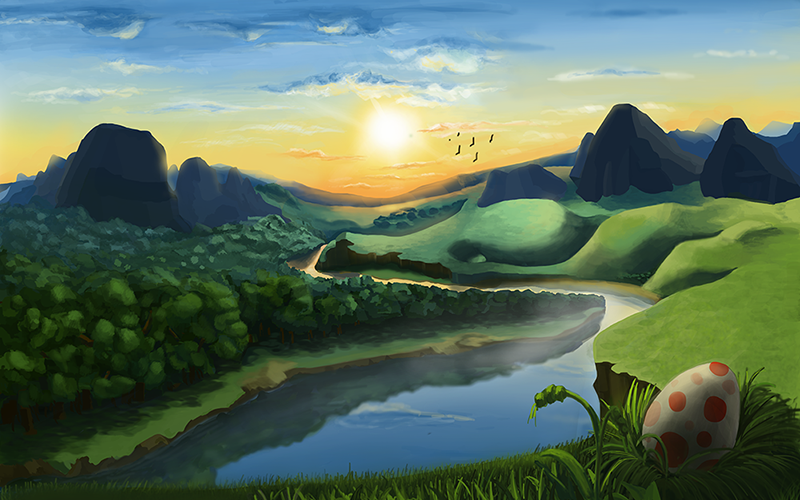 Image : River flowing through mountain